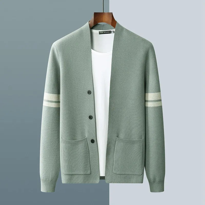 Boys Men's Fall Winter Fashion V-neck Casual Wool Knitted Sweater Coat - # BOAA13510045