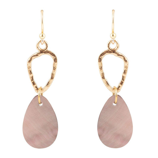 Black Mother of Pearl and Bronze Drop Earrings