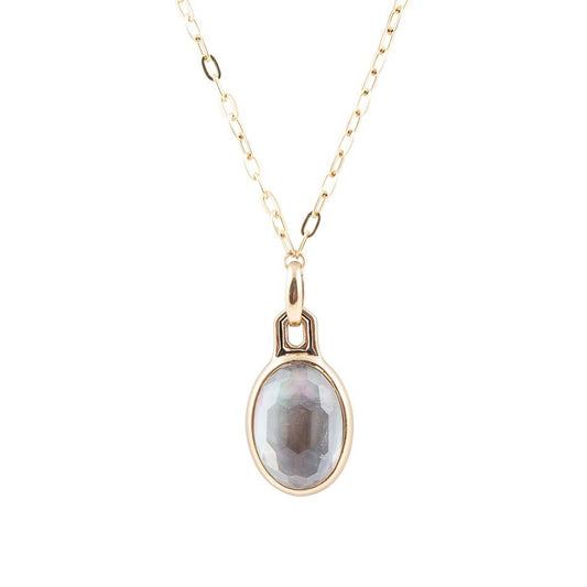 Black Mother of Pearl Golden Pendant Necklace