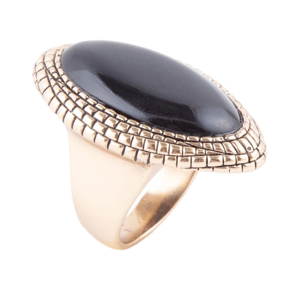 Black Onyx Golden Ring
