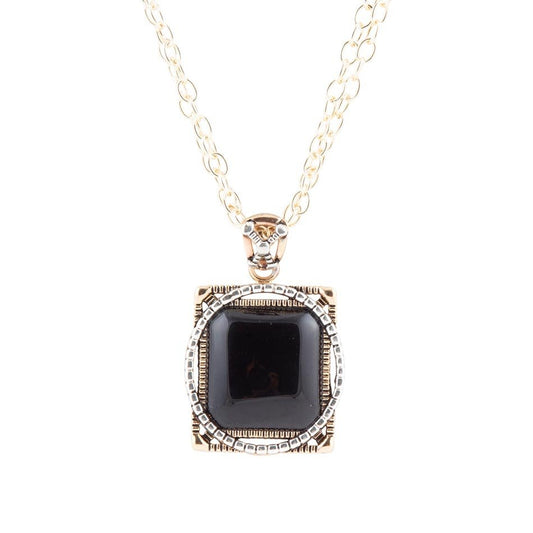 Black Onyx Mixed Metal Pendant Necklace