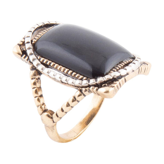 Black Onyx Mixed Metal Statement Ring