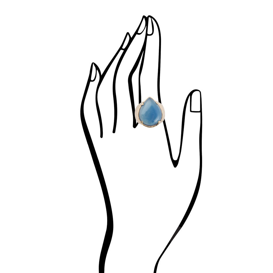 Blue Agate Teardrop Ring