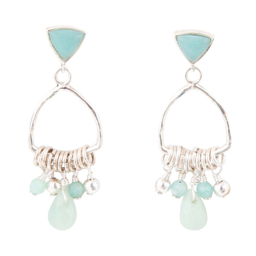 Blue Amazonite and Sterling Silver Chandelier Earrings