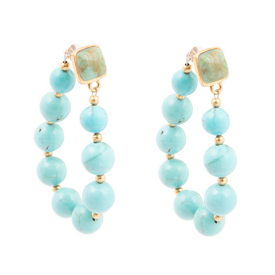 Carly Blue Magnesite Loop Post Golden Earrings