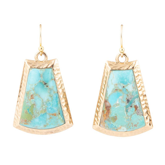 Blue Turquoise Jeweled Statement Golden Earrings