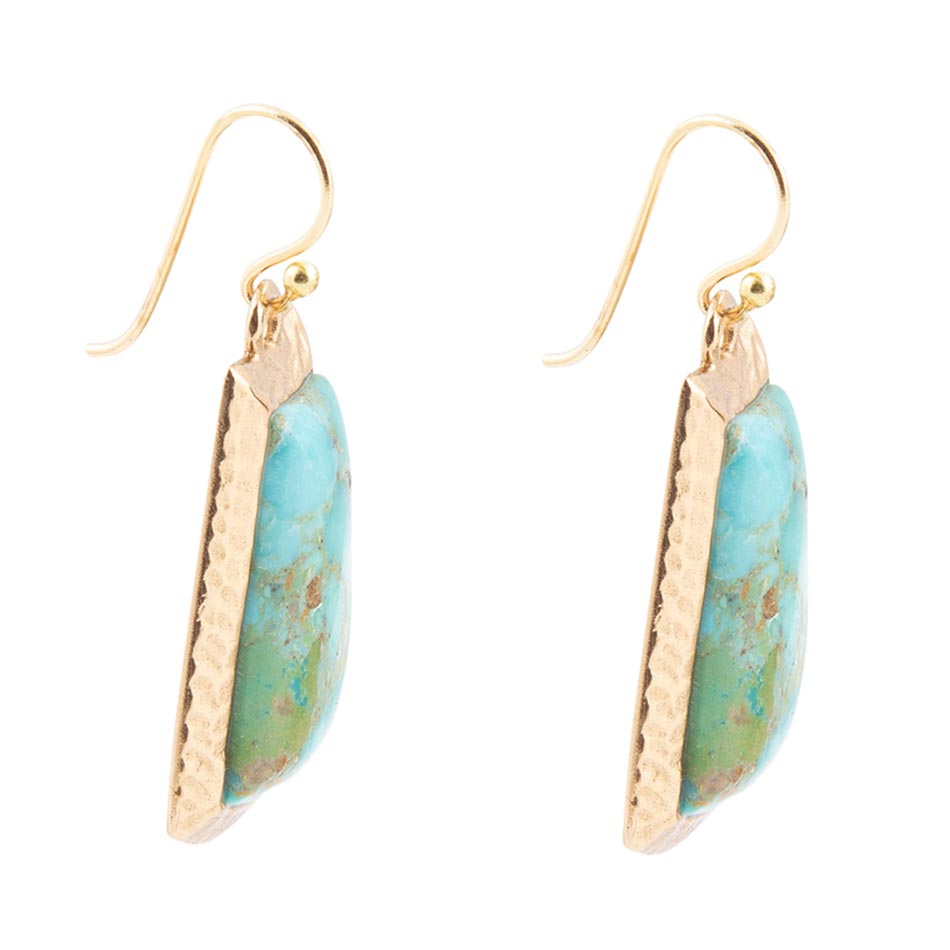 Blue Turquoise Jeweled Statement Golden Earrings