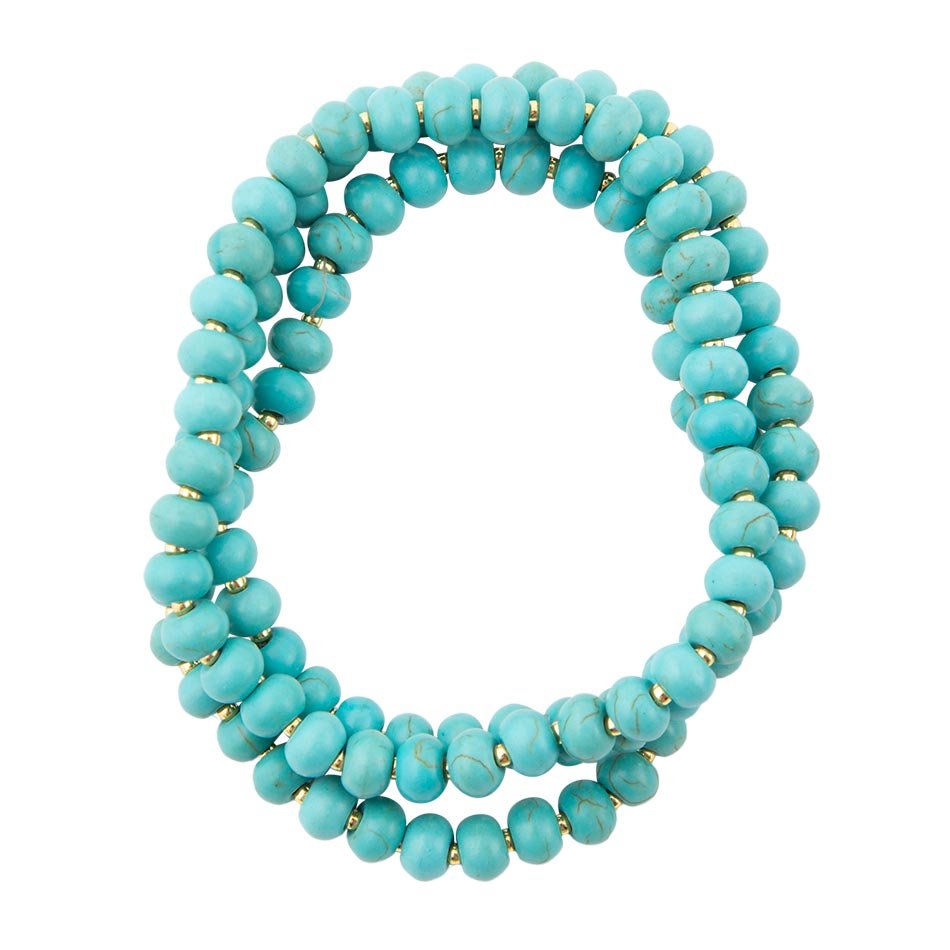 Blue Turquoise Magnesite Golden Bracelet Set