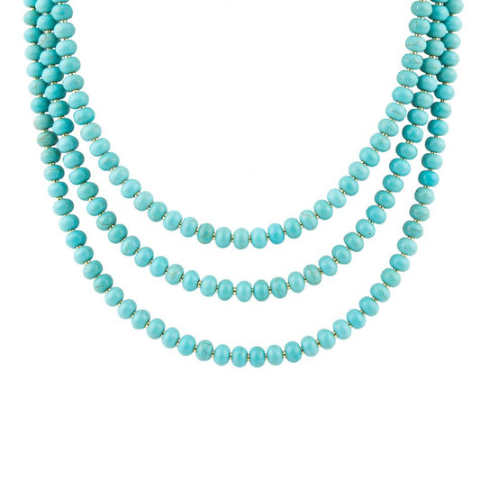 Blue Turquoise Magnesite Golden Necklace