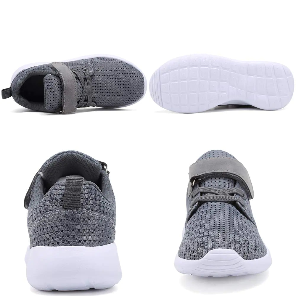 TOEDNNQI Boys Girls Sneakers Kids Lightweight Breathable Strap Athletic Running Shoes for Toddler/Little Kid/Big Kid 6 Toddler Grey - # BOAA71510001