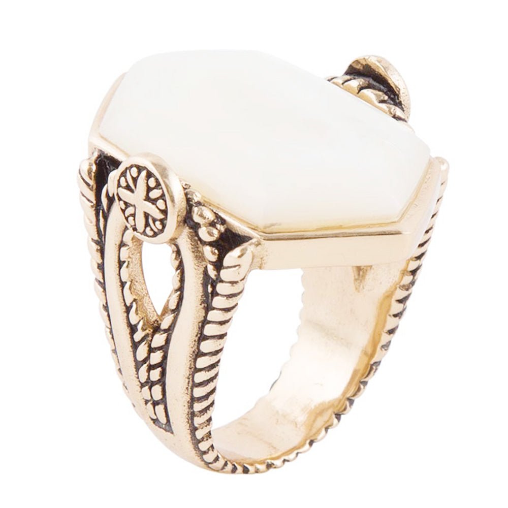 Golden Bronze White Mother of Pearl Ring