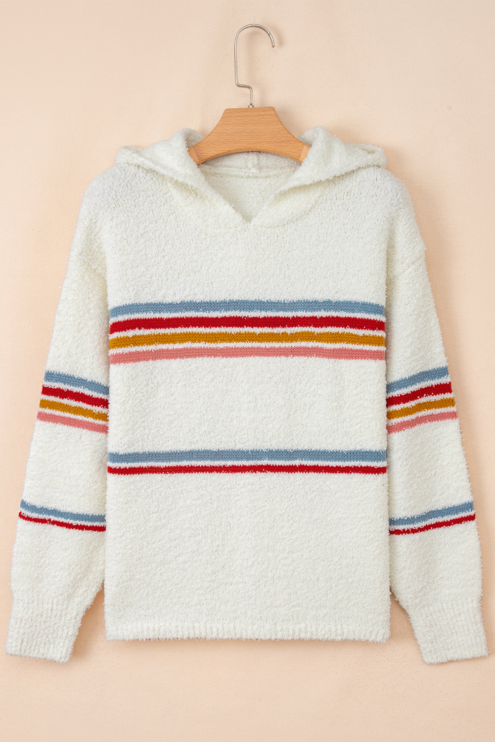 Stripe Colorblock Long Sleeve Hooded Sweater