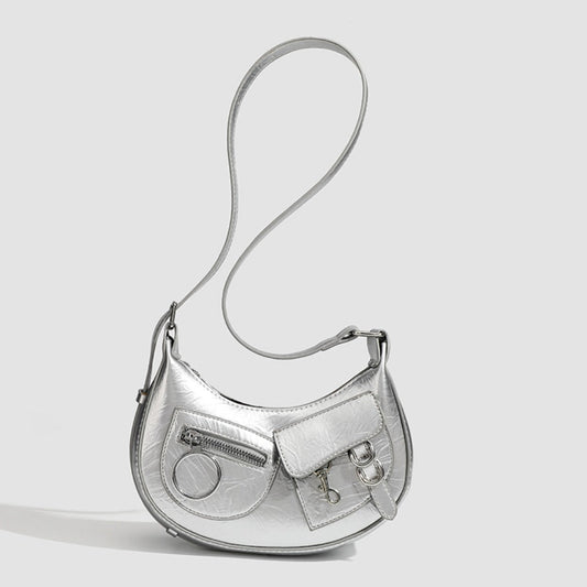 Design Stylish Retro Small Crossbody Bag - Versatile Punk Crescent Bag for Everyday Use