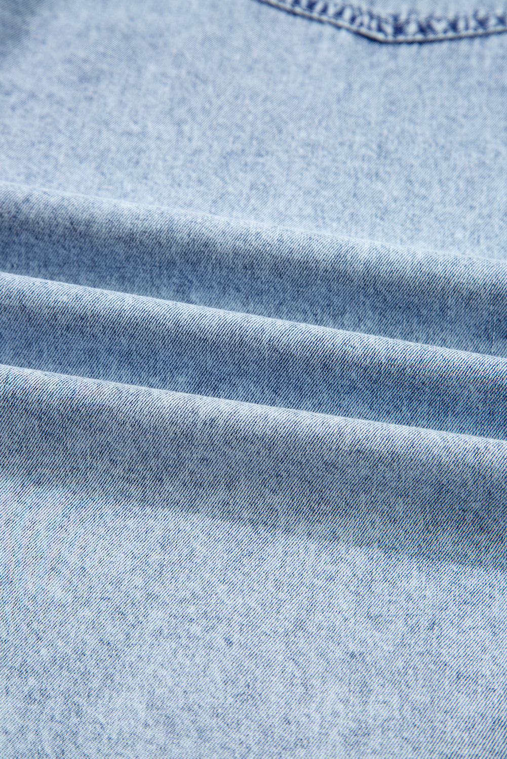 Solid Denim Chest Pocket Raw Hem Shirt Dress