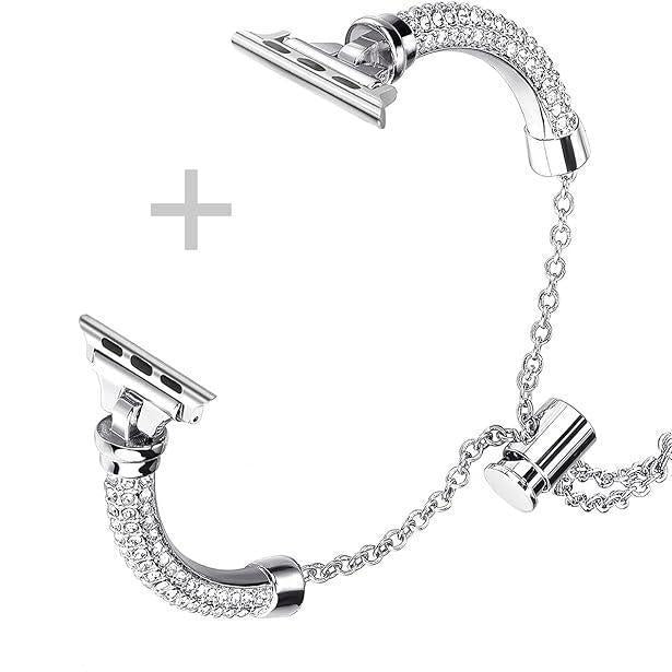 Bling Band Bracelet for Women | Compatible with Apple | Stainless Steel Dressy Metal Strap