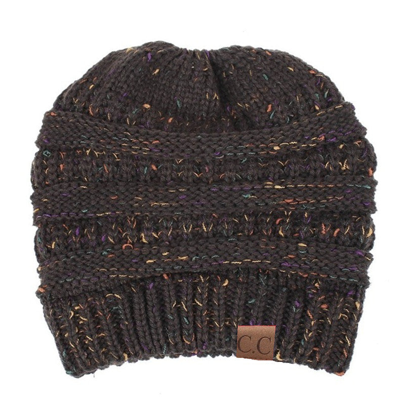 Ponytail Patch Knitted Winter Hat