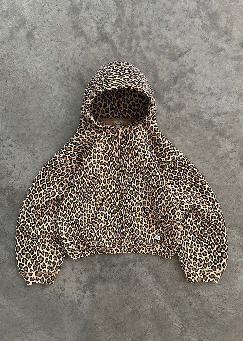 Retro leopard print hooded sweatshirt