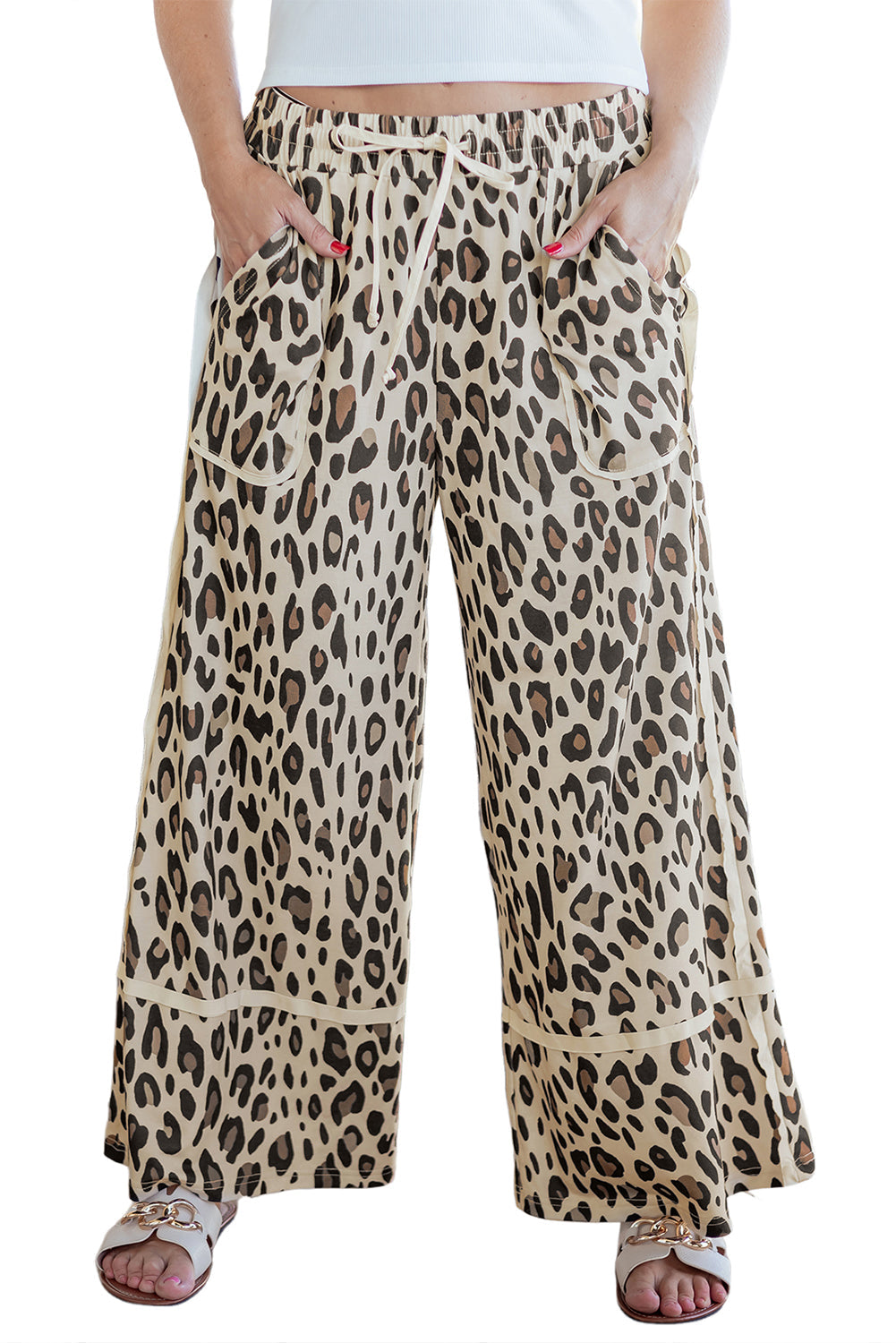 Leopard Wide Leg Cropped Pants