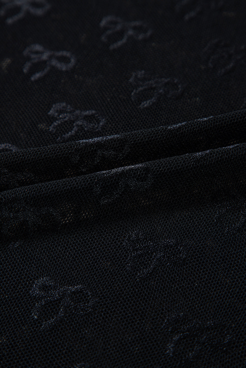 Bow Mesh Long Sleeve Top