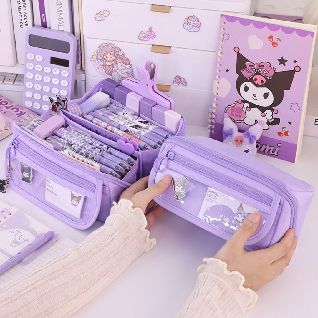 Girls Heart Prism Pencil Case, Large Capacity Elementary School Stationery Box, Girls Stationery Bag, Multifunctional Pencil Case