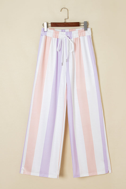 Stripe Drawstring Waist Side Pocket Pants