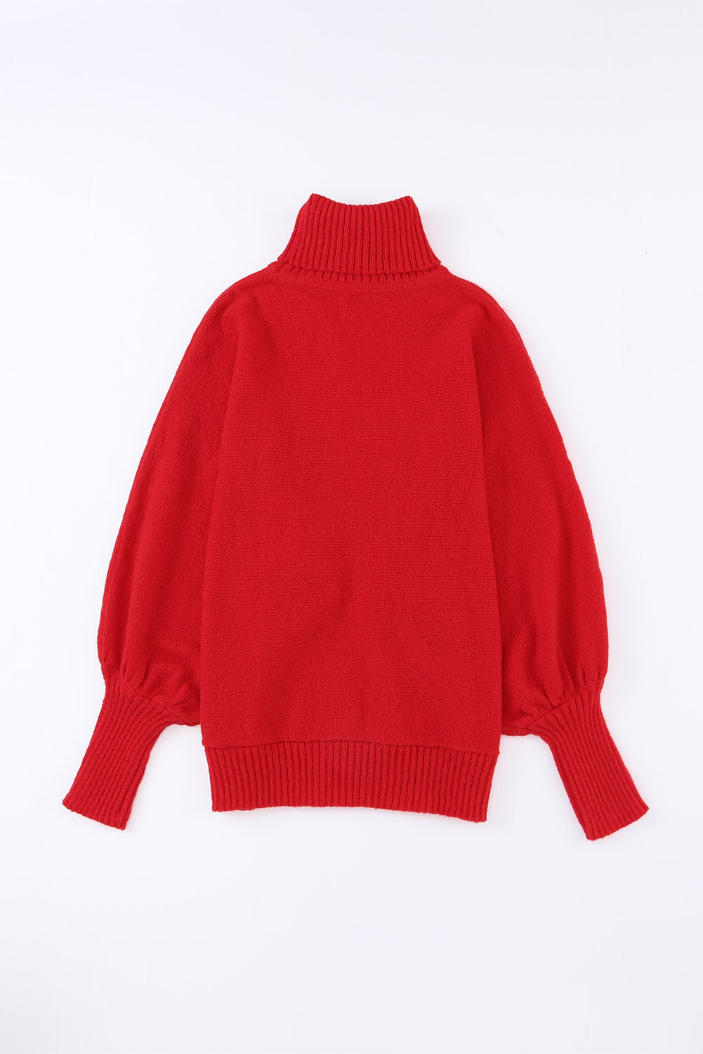 Christmas Merry Embroidered Puff Sleeve Turtleneck Sweater
