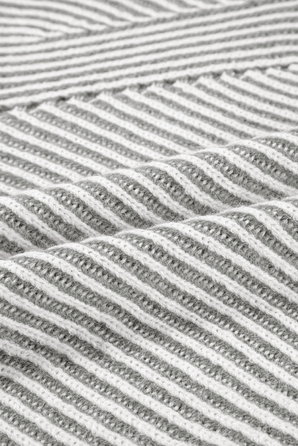 Stripe Ribbed Knit Boat Neck Sweater