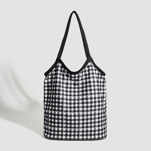 Design vintage canvas hobo bag, plaid tote bag versatile, large capacity commuter versatile shoulder bag