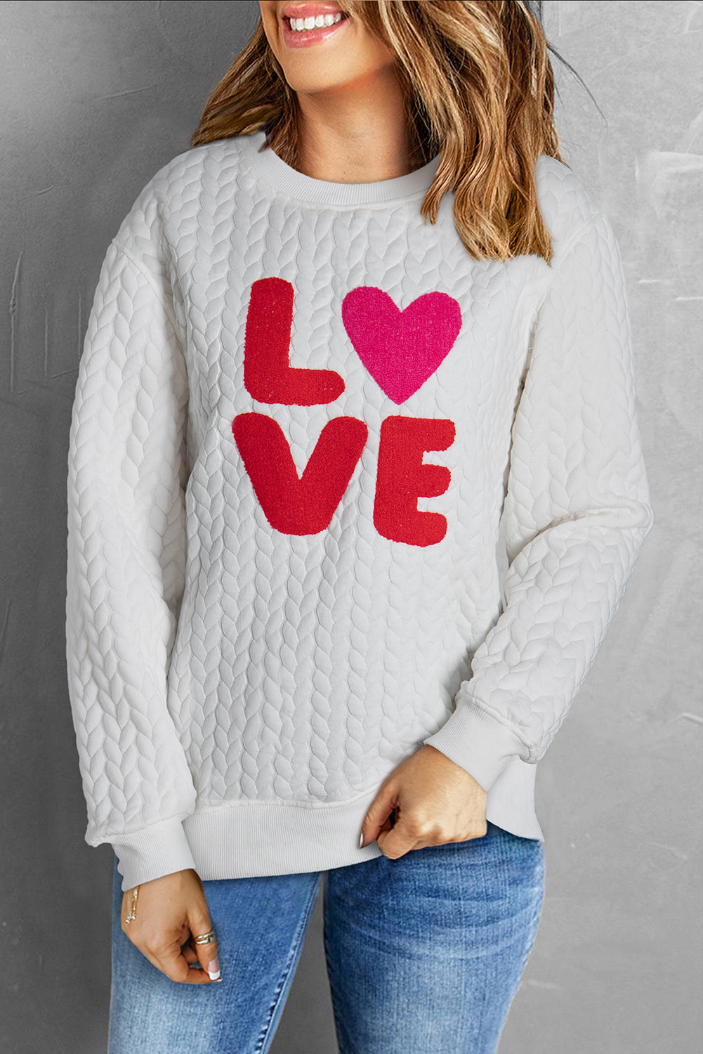 Christmas Merry And Bright Cable Knit Pullover Sweatshirt