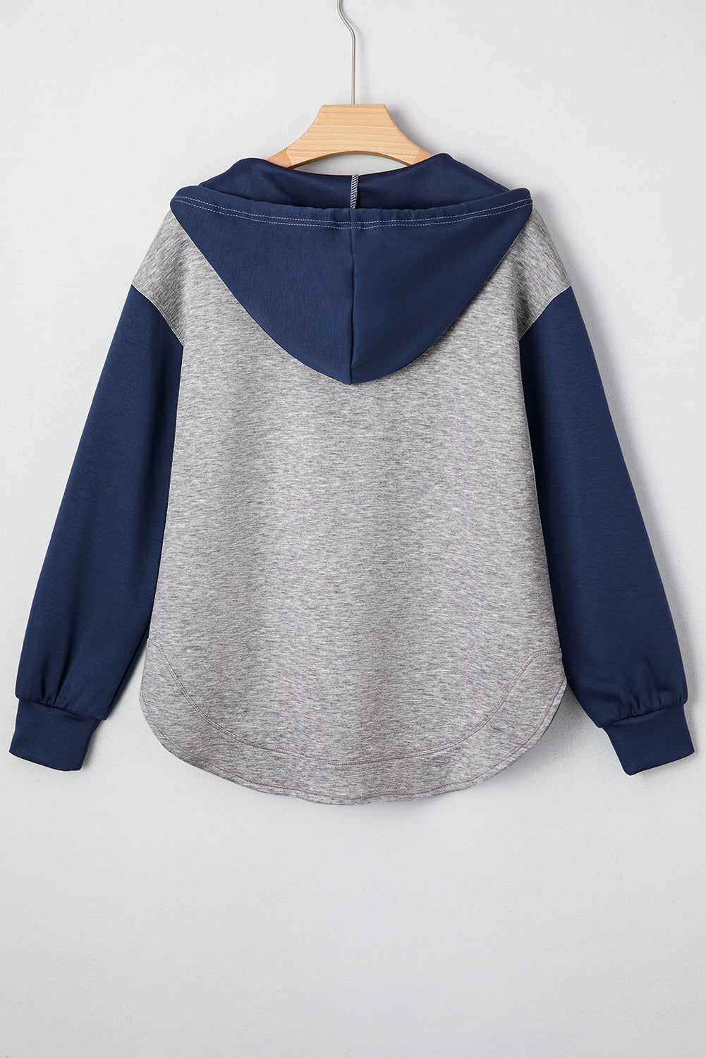 Colorblock Patchwork V-Neck Drawstring Hoodie