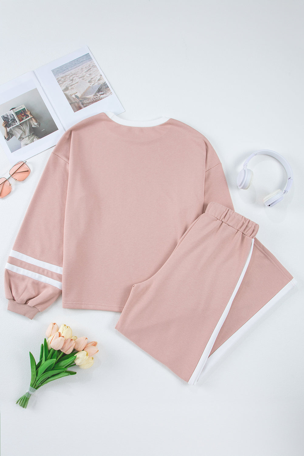 Varsity Stripe Patchwork Pullover and Pant Set