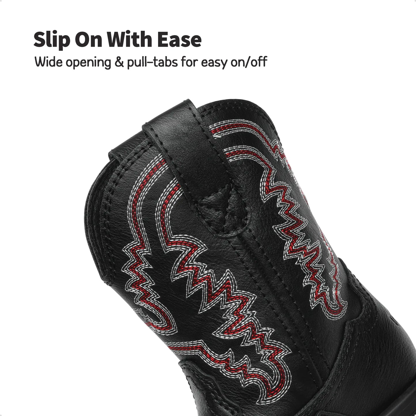 DREAM PAIRS Toddler Little Boys Girls Cowboy Boots Kids Western Square Toe Riding Mid Calf Boots 5 Toddler Black - # BOAA71210007