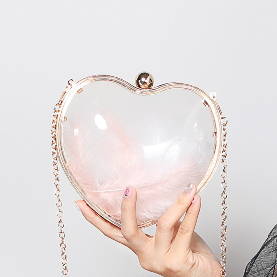 Transparent small bag heart shaped, women's summer acrylic chain shoulder bag, mini transparent crossbody bag