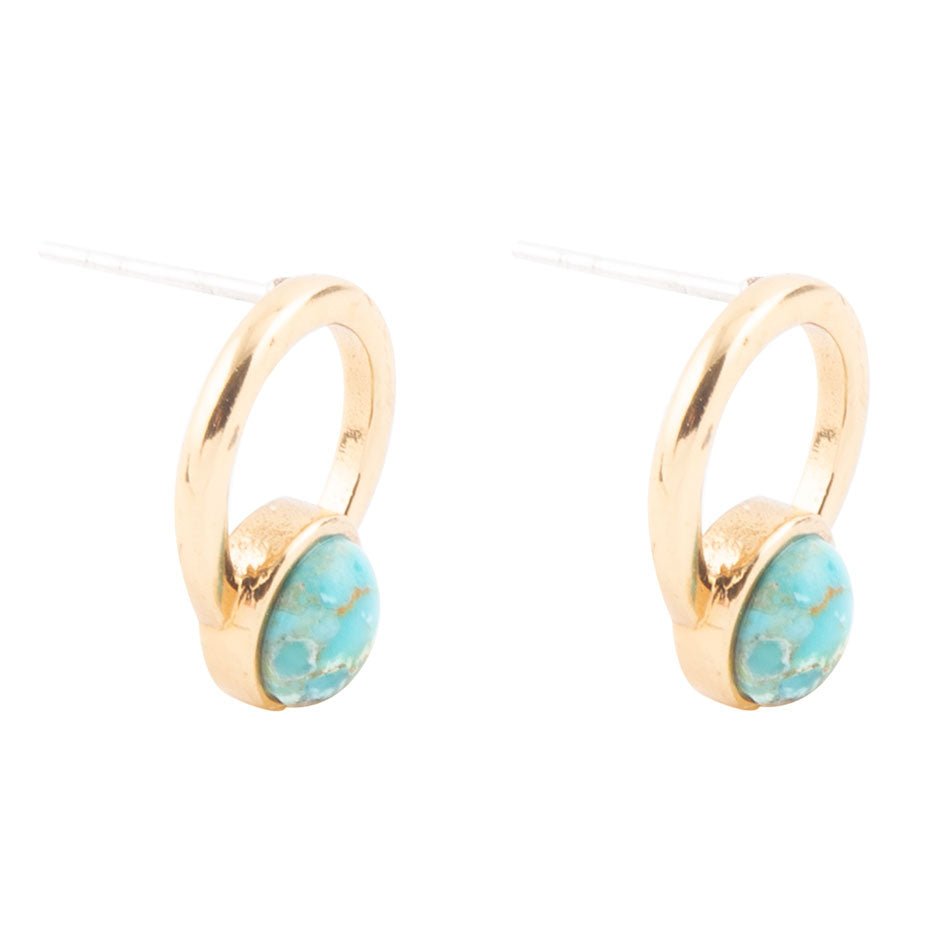 Calgary Blue Turquoise Post Golden Earrings