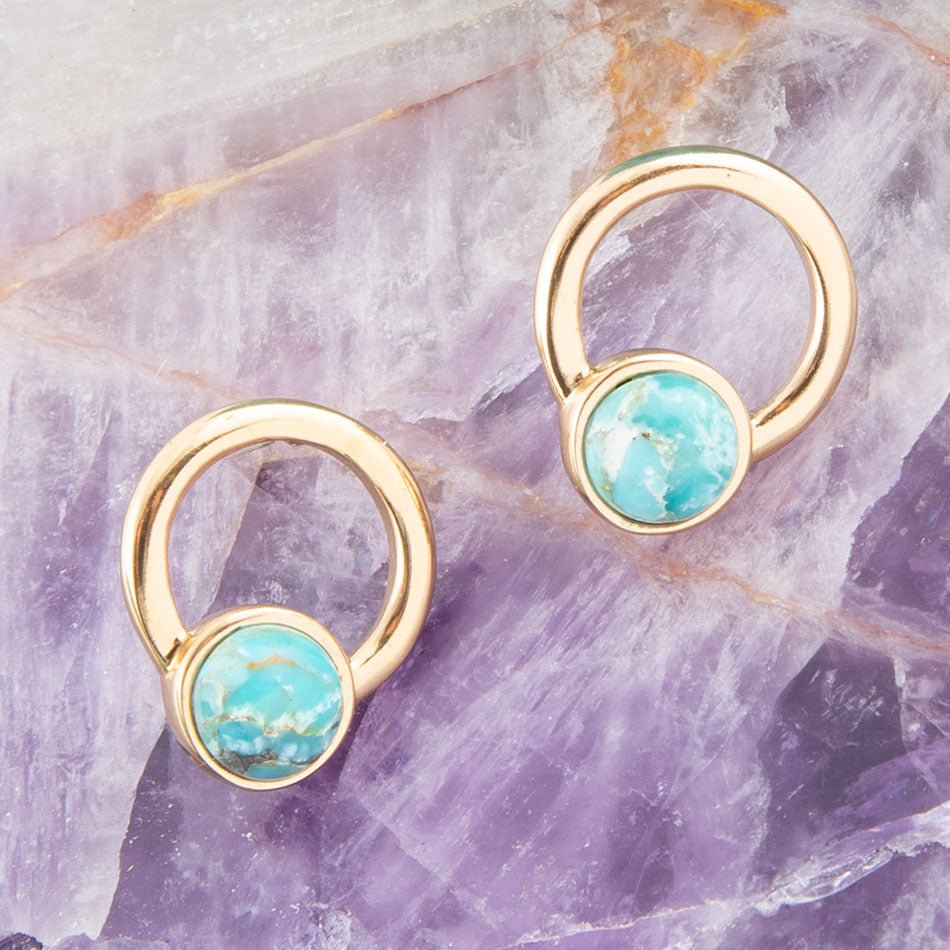 Calgary Blue Turquoise Post Golden Earrings
