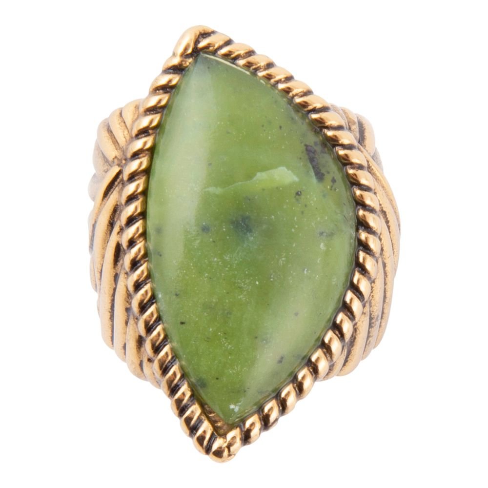 Canadian Green Jade Golden Statement Ring