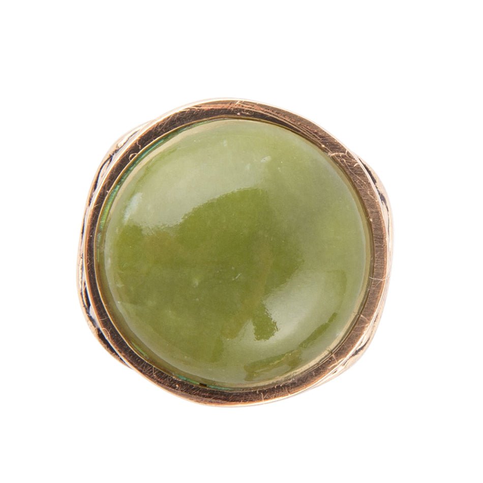 Green Canadian Jade Golden Statement Ring
