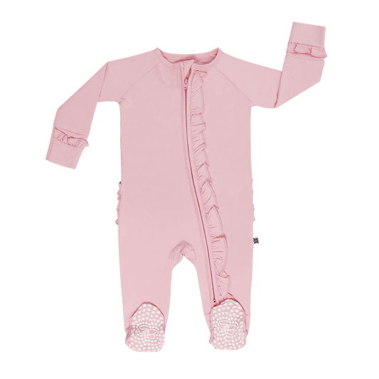 Candy Pink Ruffle Footie