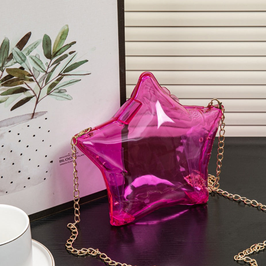 Silver Pentagram Chain evening Bag, Acrylic Mini Change, Key Lipstick Purse, Crossbody Prom Bag, Party Purse, Prom Bags Clutch, Wedding Purse