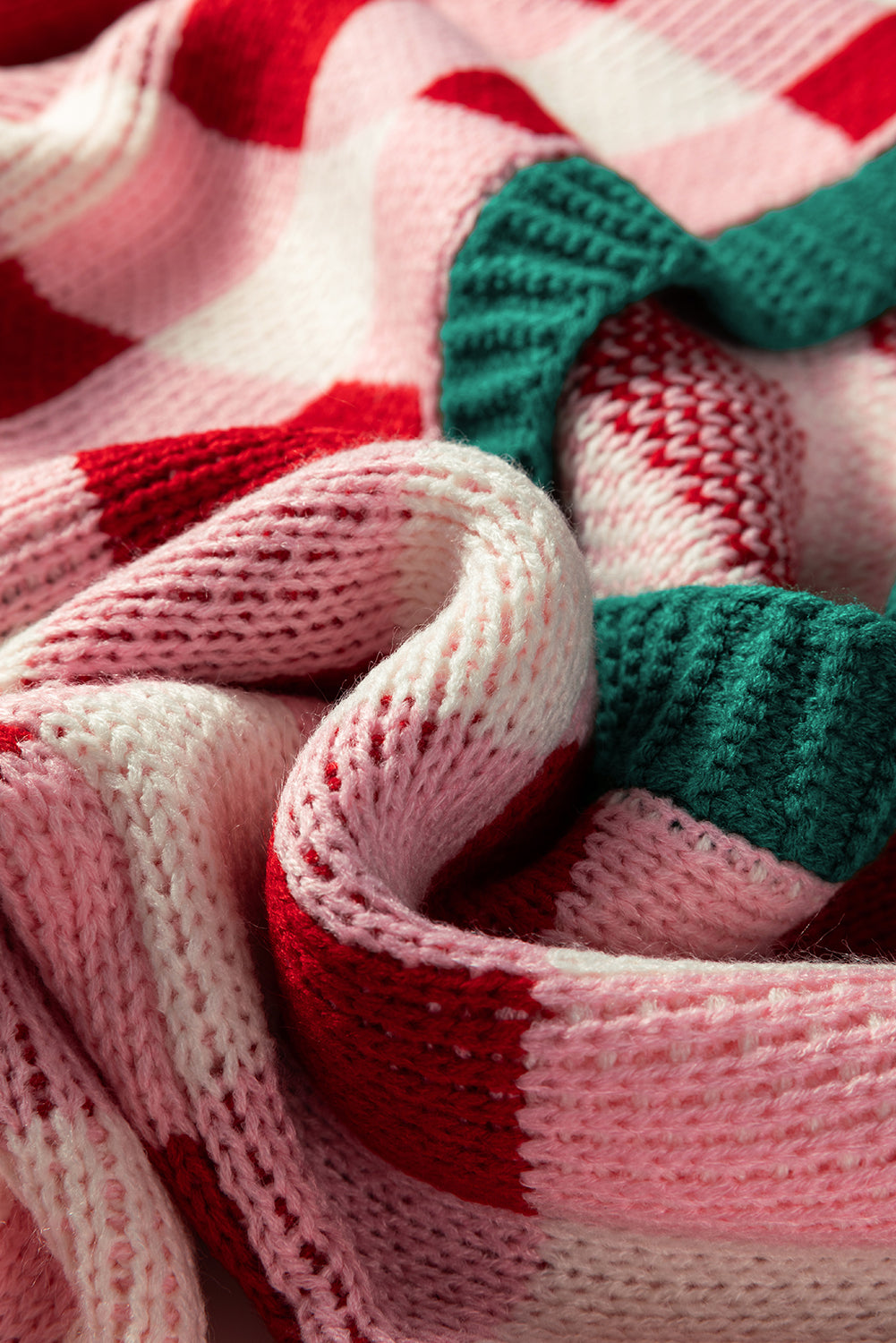 Plaid Bow Open Front Sweater Knit Cardigan