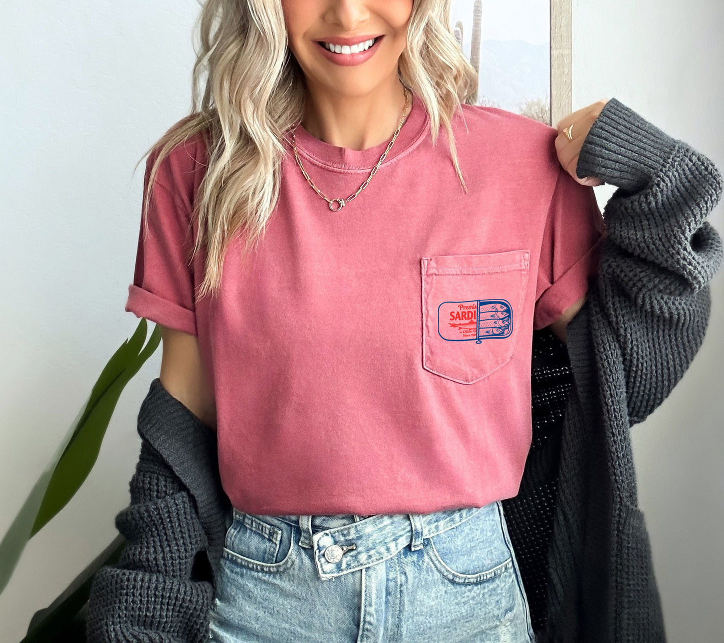 Sardines Salmon Fish Vacation Lake Beach Nature Comfort Colors Pocket T Shirt | Camping, Hiking, Plant