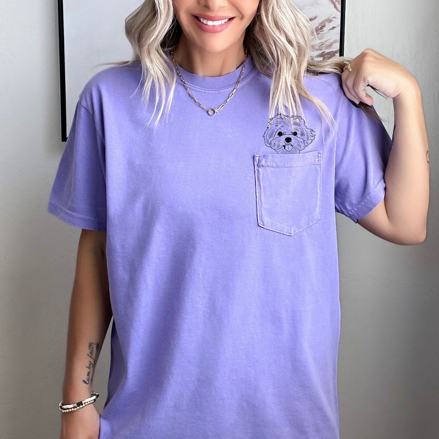 Maltese Dog mom Comfort Colors Pocket T Shirt