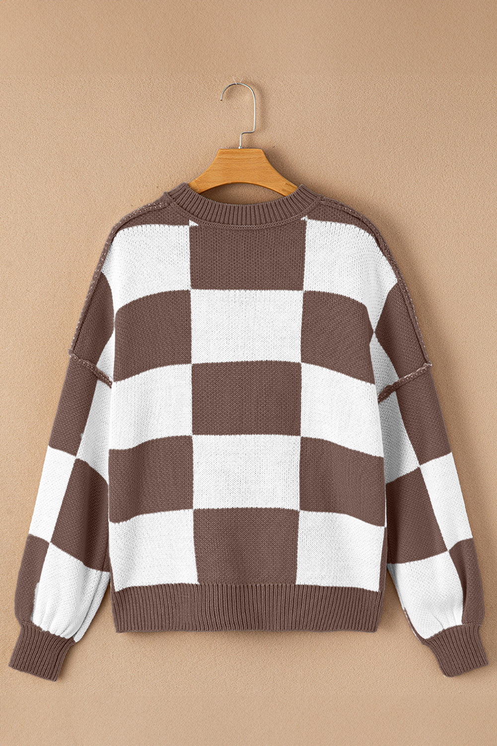 Checker Bishop Sleeve Sweater