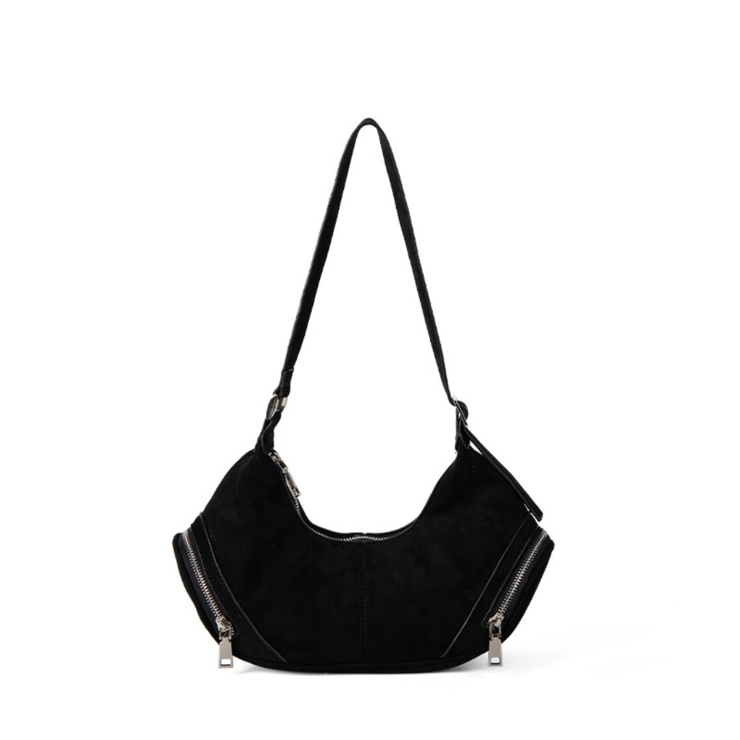 Large capacity suede shoulder bag, slouch bag, vintage casual bag hobo