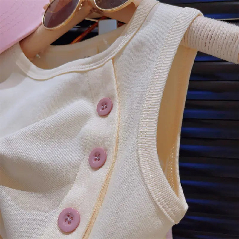 Summer Baby Girl Fashion T-Shirt and Cargo Pants Set - # GIAA212310017