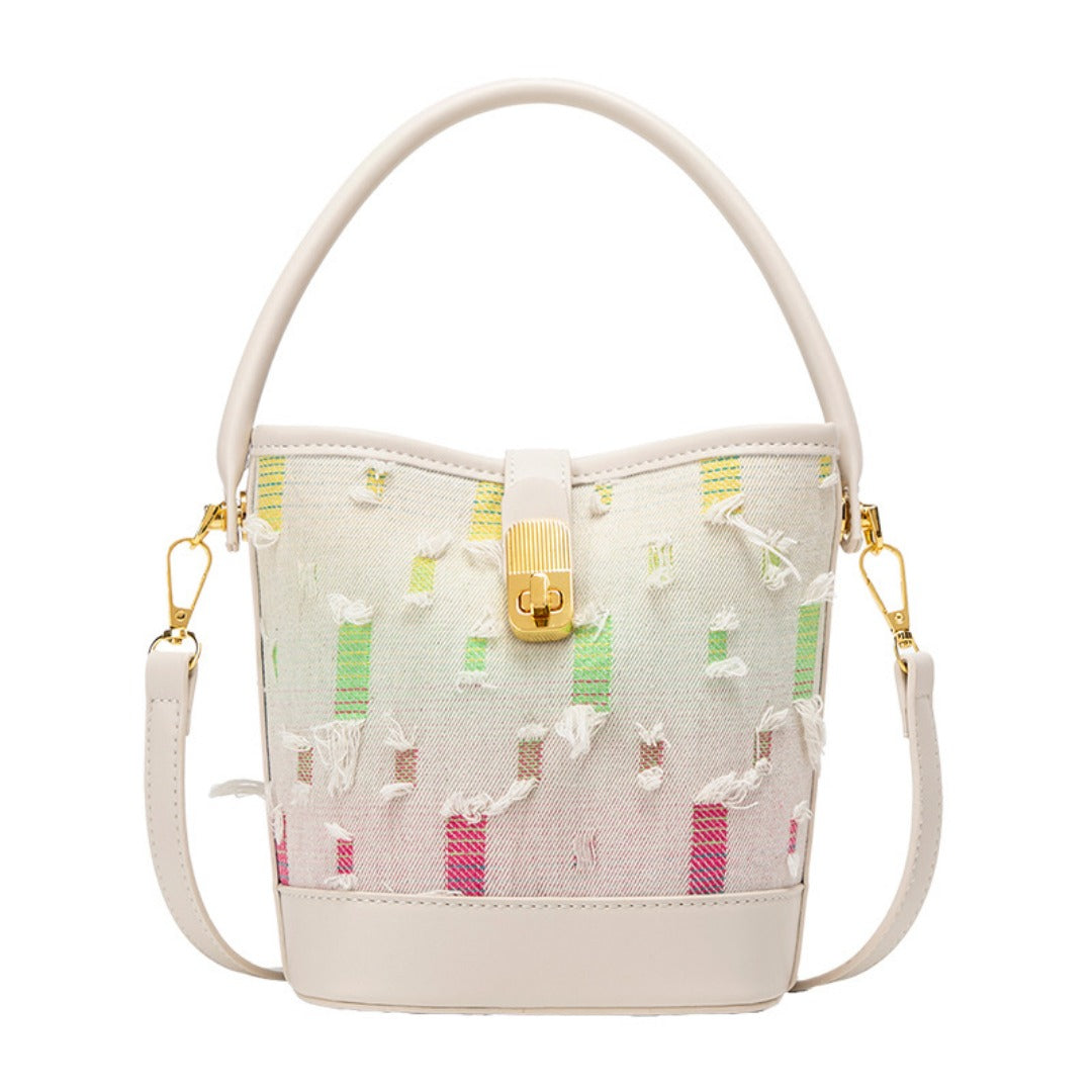 Fashion casual bucket bag, simple handbag, small tote bag, versatile commuter shoulder Crossbody bag