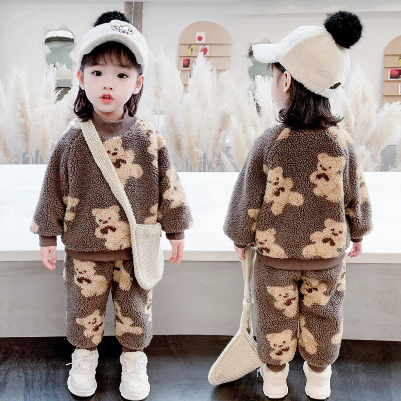 Baby Girl Bear Cartoon Wool Sweater Set - # GIAA21310003