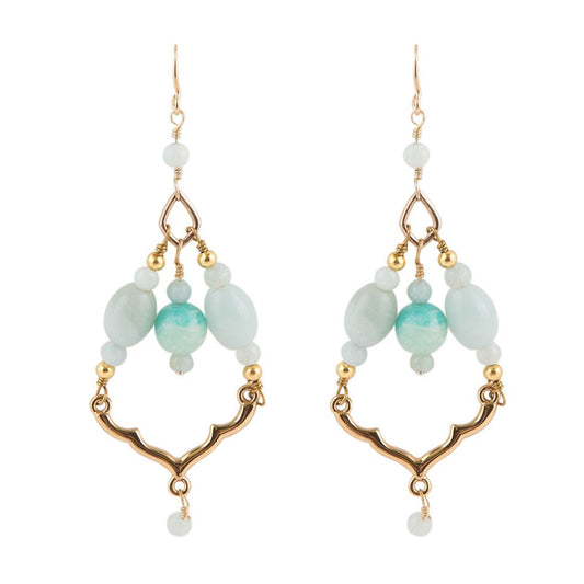 Chandelier Amazonite and Bronze Earrings