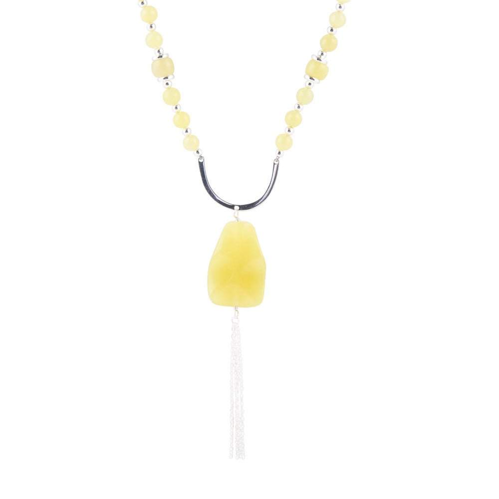 Chartruese Lemon Jade Long Pendant Necklace