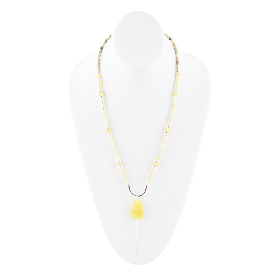 Chartruese Lemon Jade Long Pendant Necklace